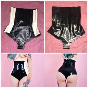 High Waist Latex Bottom with Ruffles